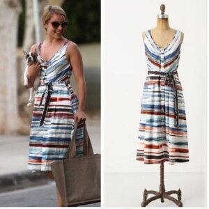 Anthropologie Moulinette Soeurs Afterlight Striped Dress 4 Watercolors Buttons